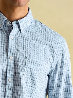 Abbott Blue Checked Cotton Poplin Shirt