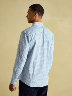 Abbott Blue Checked Cotton Poplin Shirt
