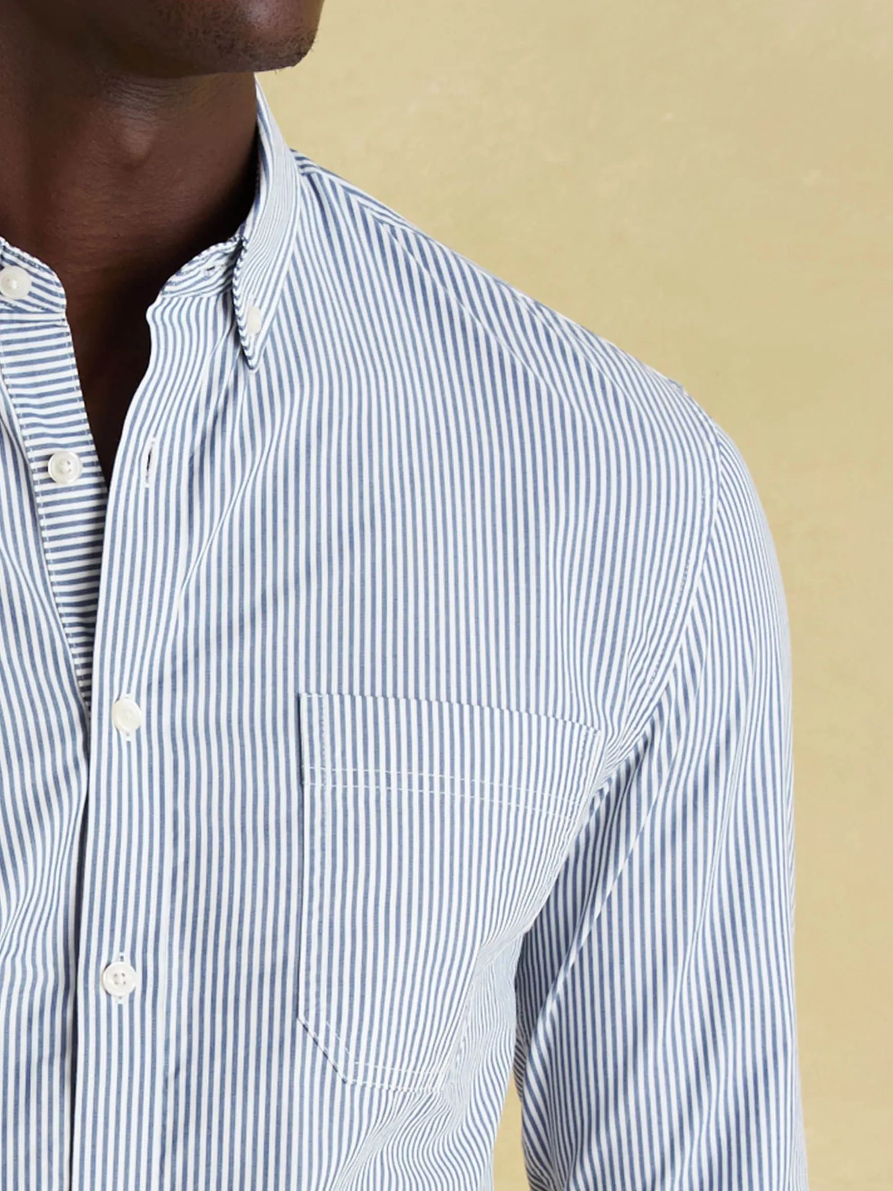 Abbott Blue Pinstriped Cotton Poplin Shirt