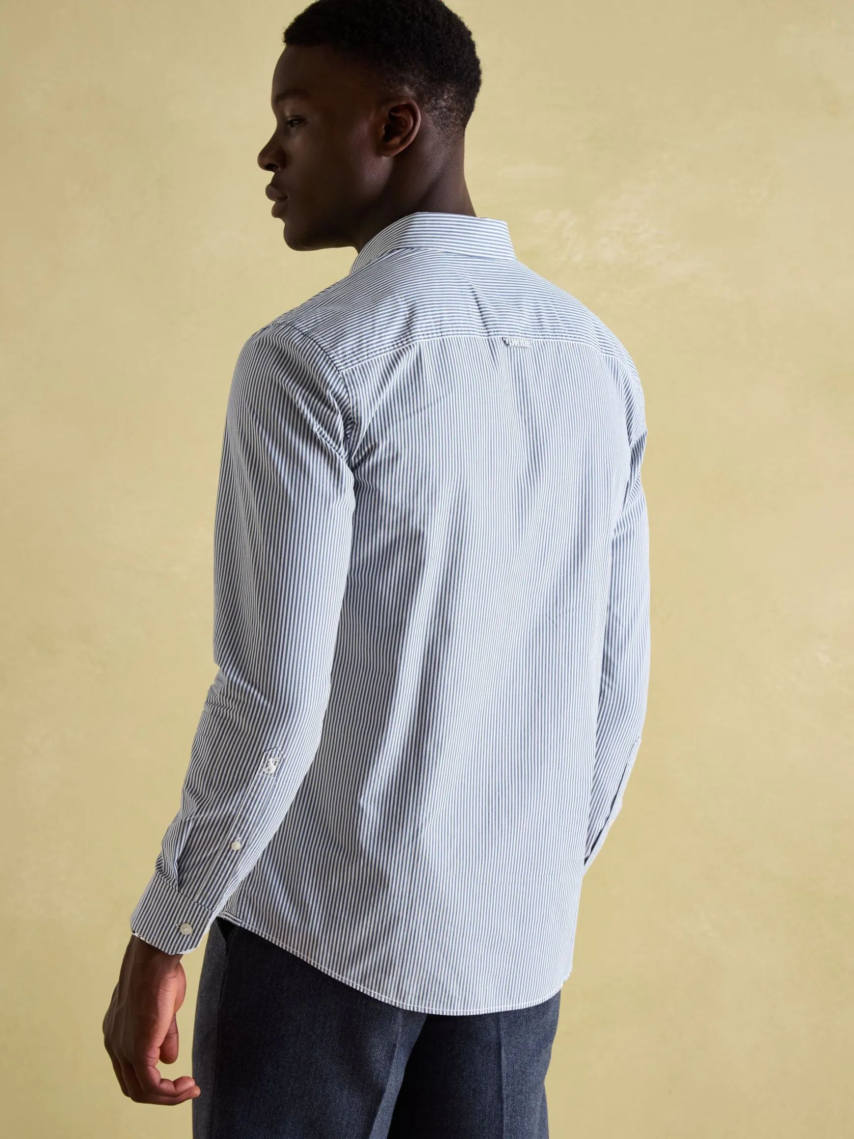 Abbott Blue Pinstriped Cotton Poplin Shirt