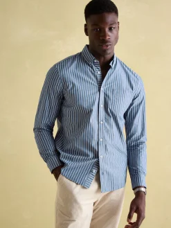 Abbott Blue Striped Cotton Poplin Shirt