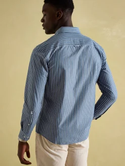 Abbott Blue Striped Cotton Poplin Shirt