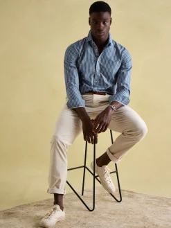 Abbott Blue Striped Cotton Poplin Shirt