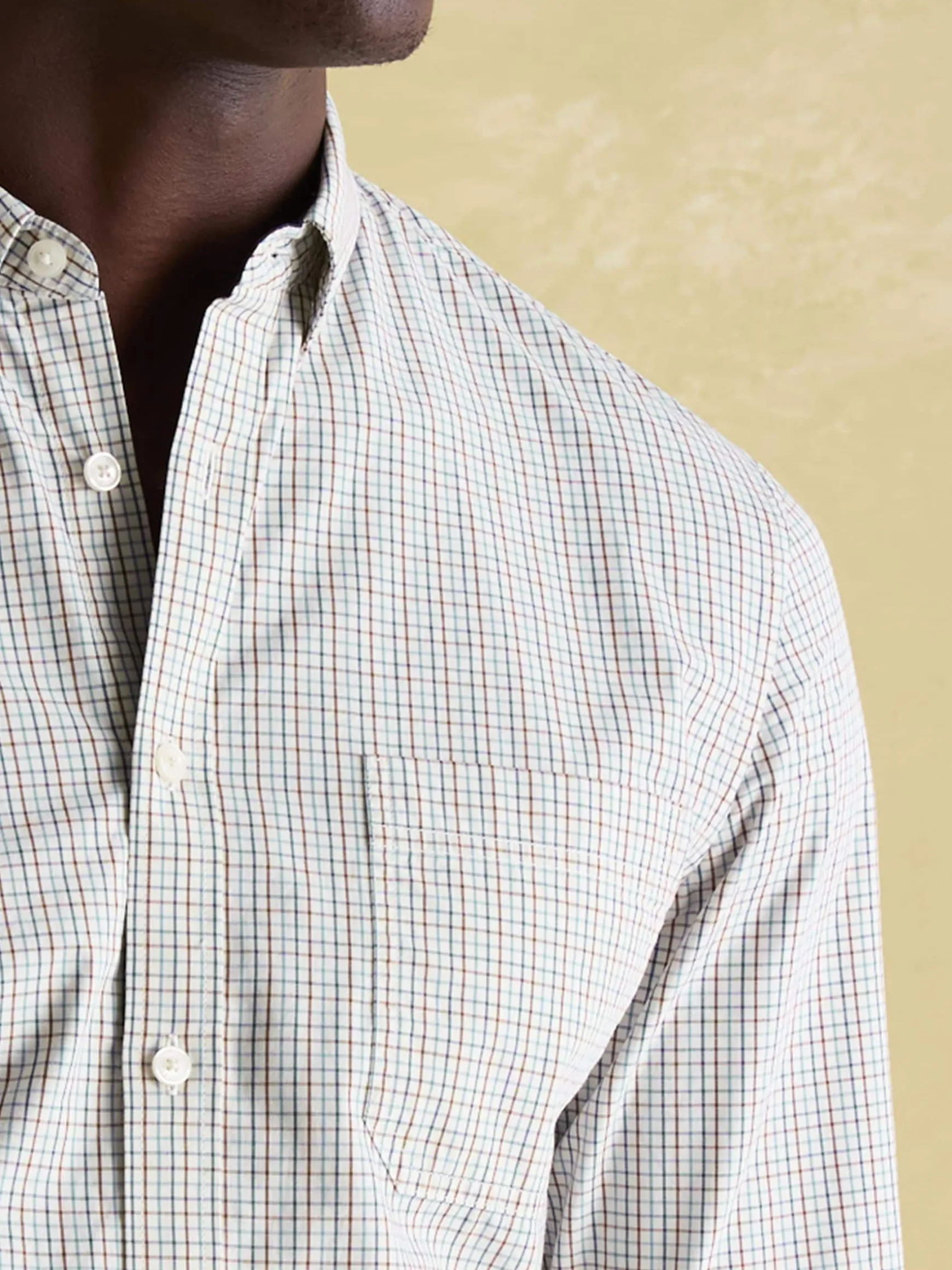 Abbott Blue/Brown Cotton Poplin Shirt