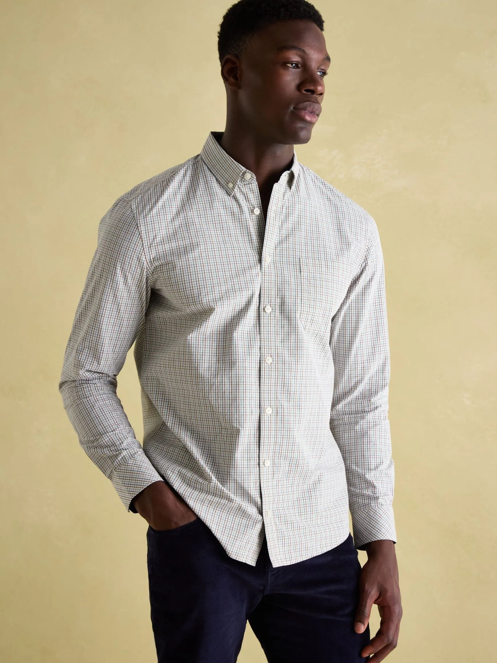 Abbott Blue/Brown Cotton Poplin Shirt