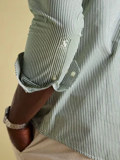 Abbott Green Pinstriped Cotton Poplin Shirt