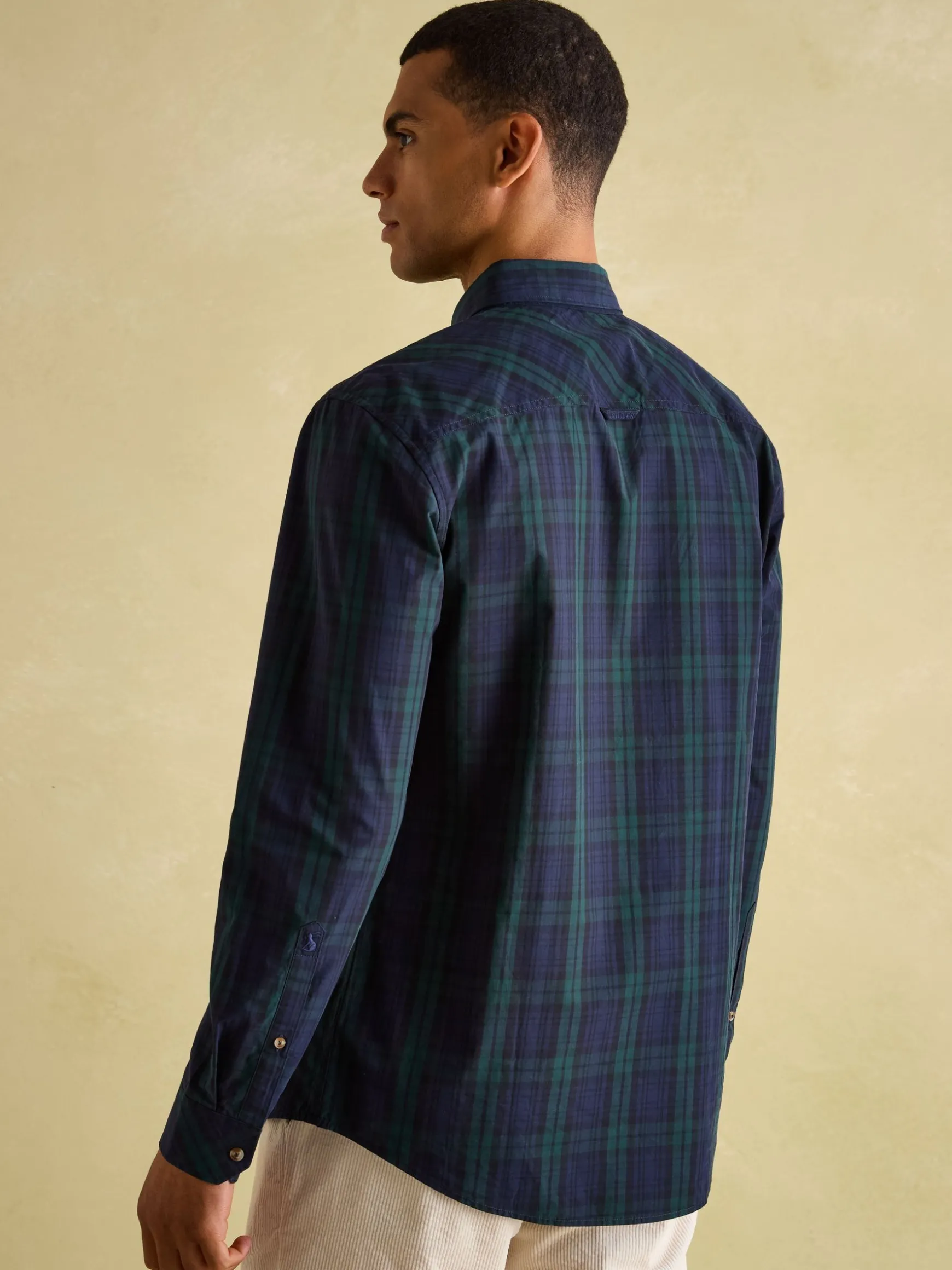 Abbott Navy Blue Checked Cotton Poplin Shirt