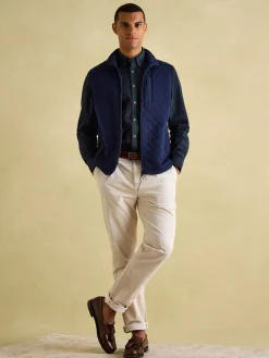 Abbott Navy Blue Checked Cotton Poplin Shirt