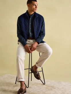 Abbott Navy Blue Checked Cotton Poplin Shirt