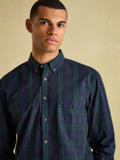 Abbott Navy Blue Checked Cotton Poplin Shirt