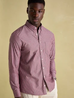 Abbott Red Striped Cotton Poplin Shirt