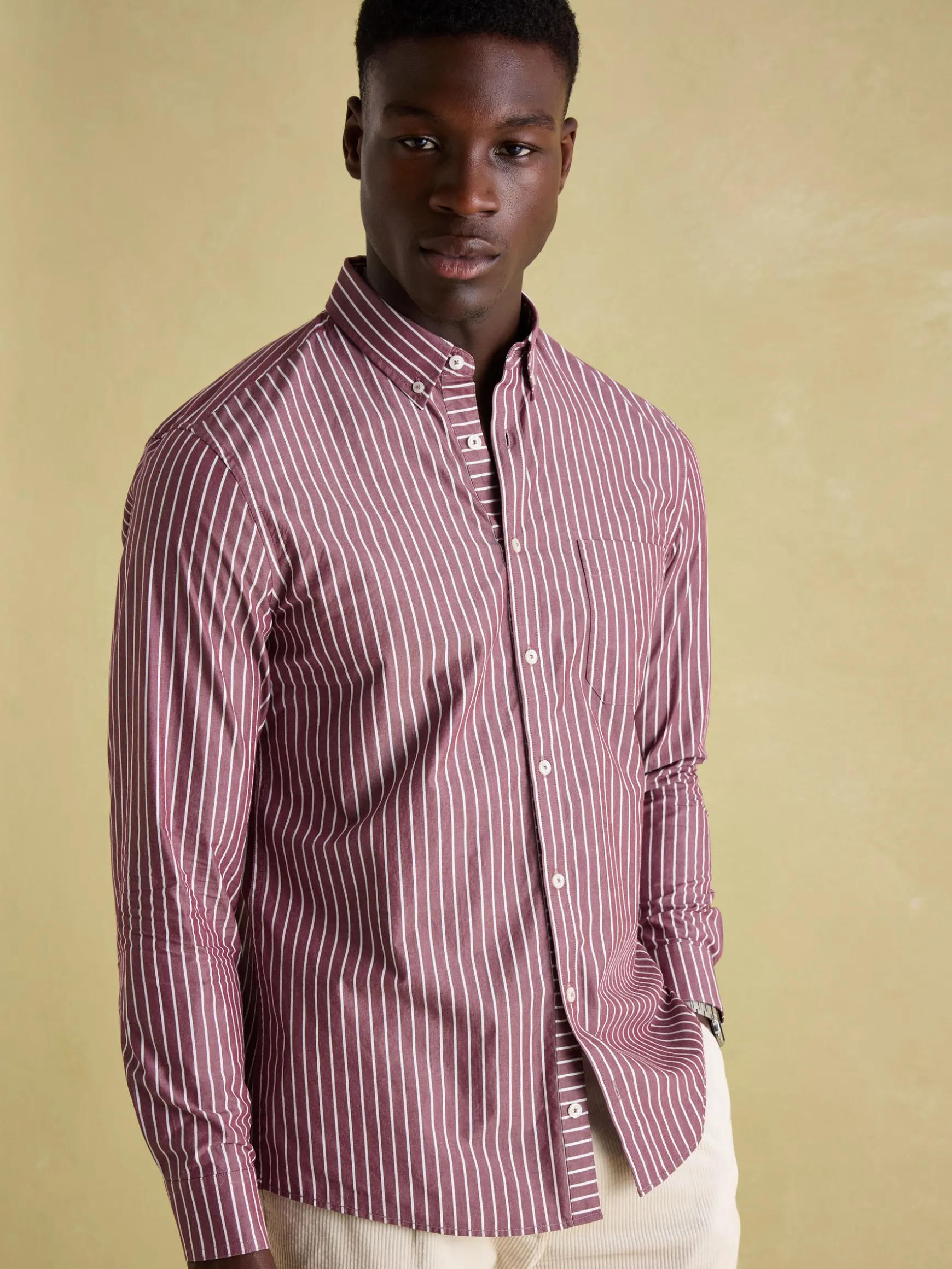 Abbott Red Striped Cotton Poplin Shirt