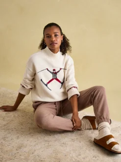 Abigail Cream High Neck Intarsia Ski Jumper