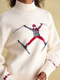 Abigail Cream High Neck Intarsia Ski Jumper