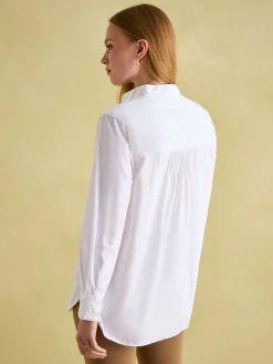 Adeline White Pleated Tuxedo-Style Shirt
