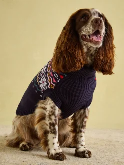 Alba Navy Knitted Fair Isle Dog Jumper