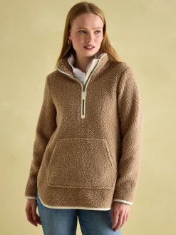 Aldeburgh Tan Brown Quarter Zip Fleece