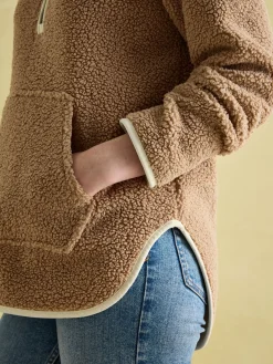 Aldeburgh Tan Brown Quarter Zip Fleece