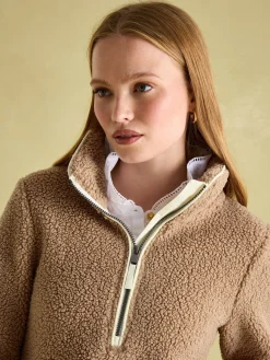 Aldeburgh Tan Brown Quarter Zip Fleece
