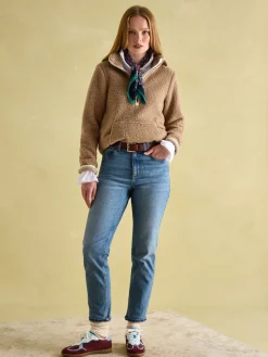 Aldeburgh Tan Brown Quarter Zip Fleece