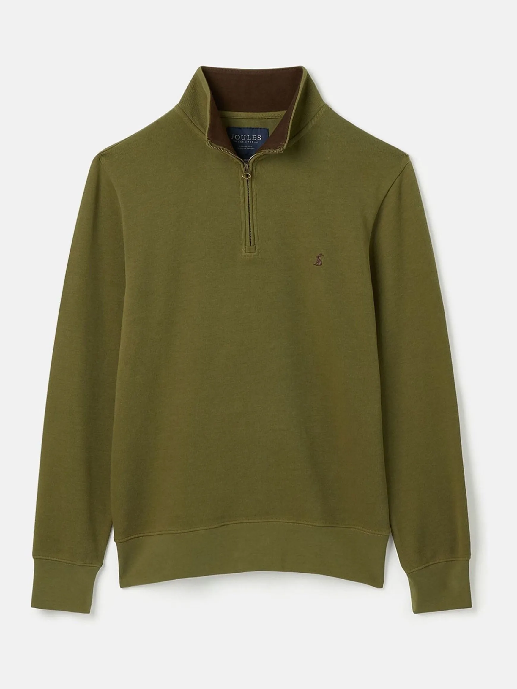 Alistair Khaki Green Quarter Zip Cotton Sweatshirt