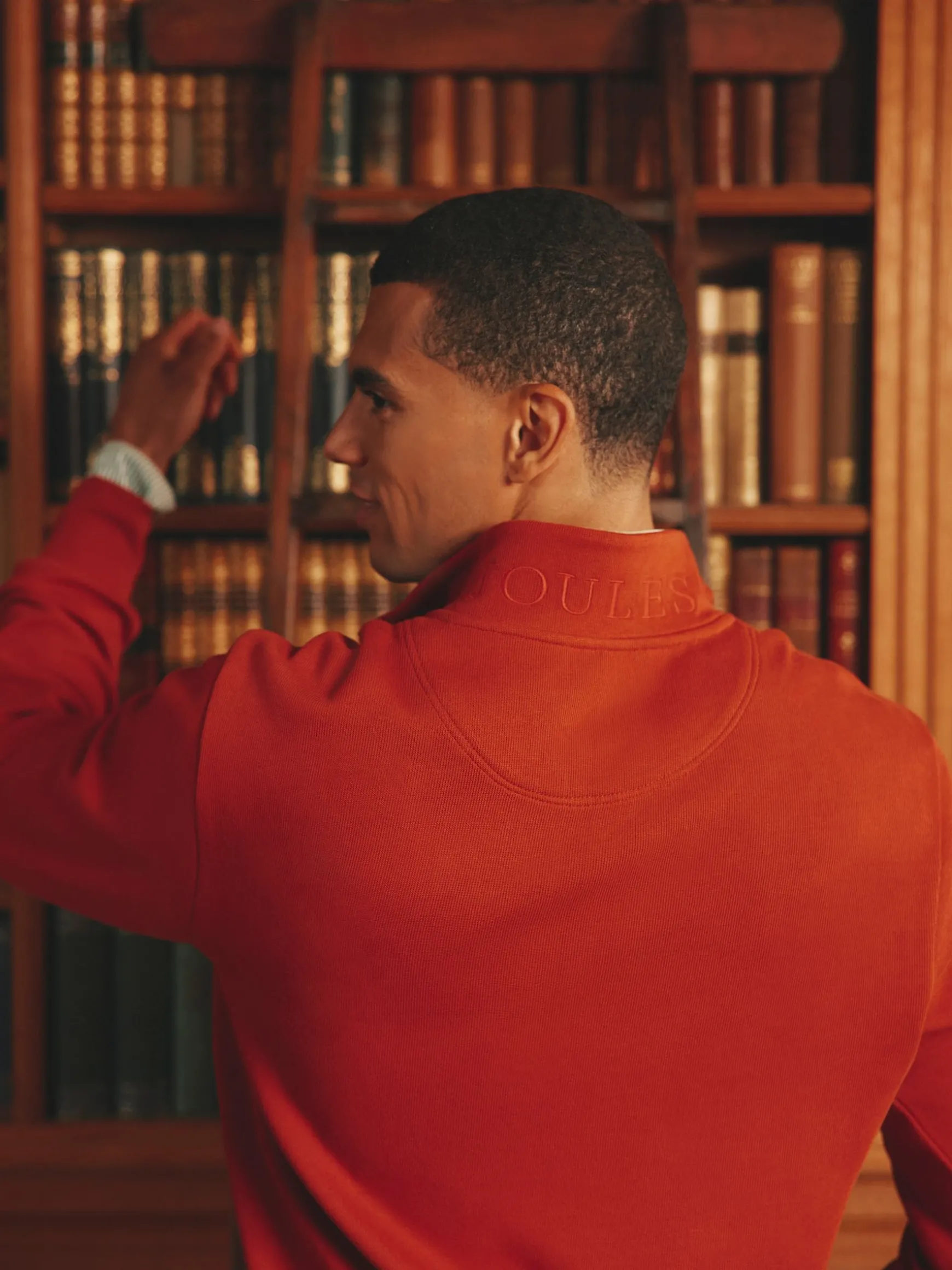 Alistair Orange Quarter Zip Cotton Sweatshirt