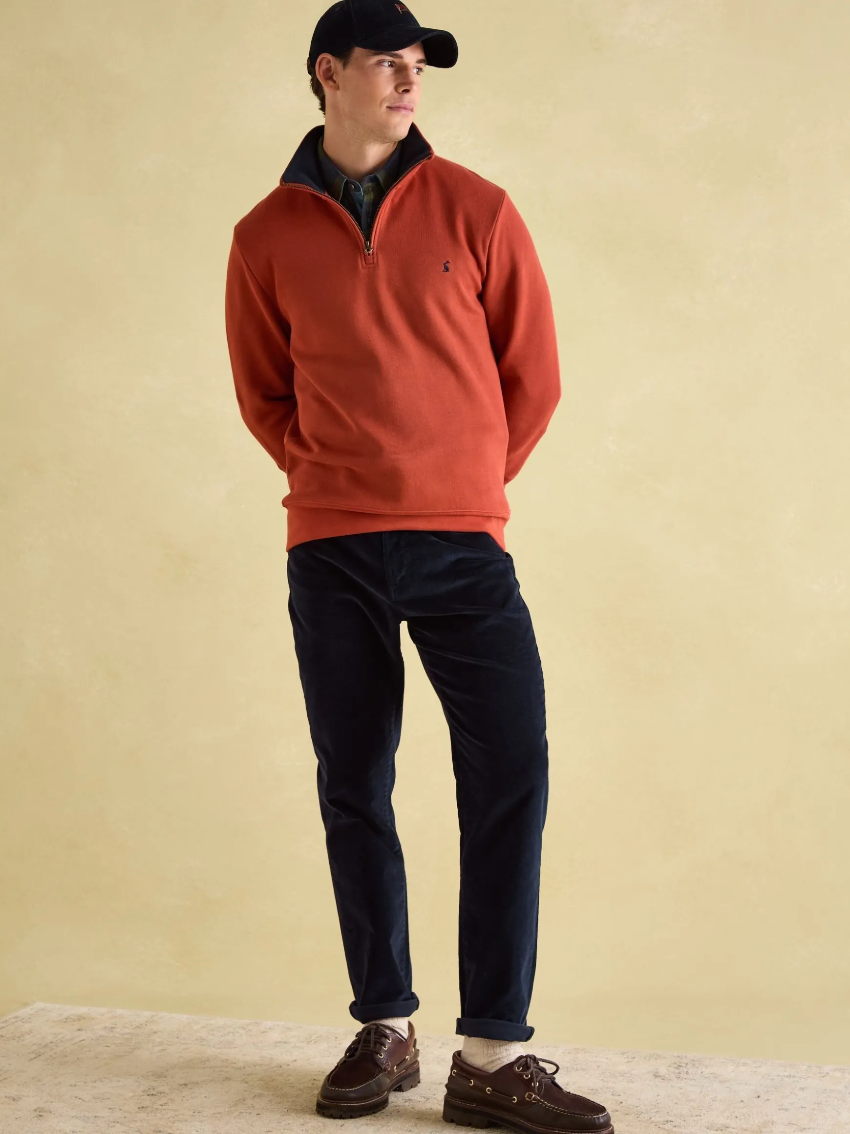 Alistair Orange Quarter Zip Cotton Sweatshirt