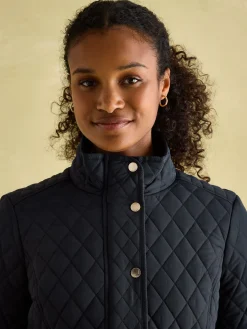 Allendale Navy Blue Showerproof Diamond Quilted Coat