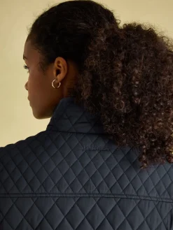 Allendale Navy Blue Showerproof Diamond Quilted Coat