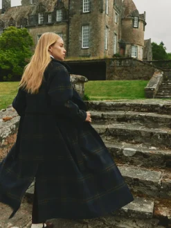 Amberley Navy Longline Wool Blend Coat with Belt