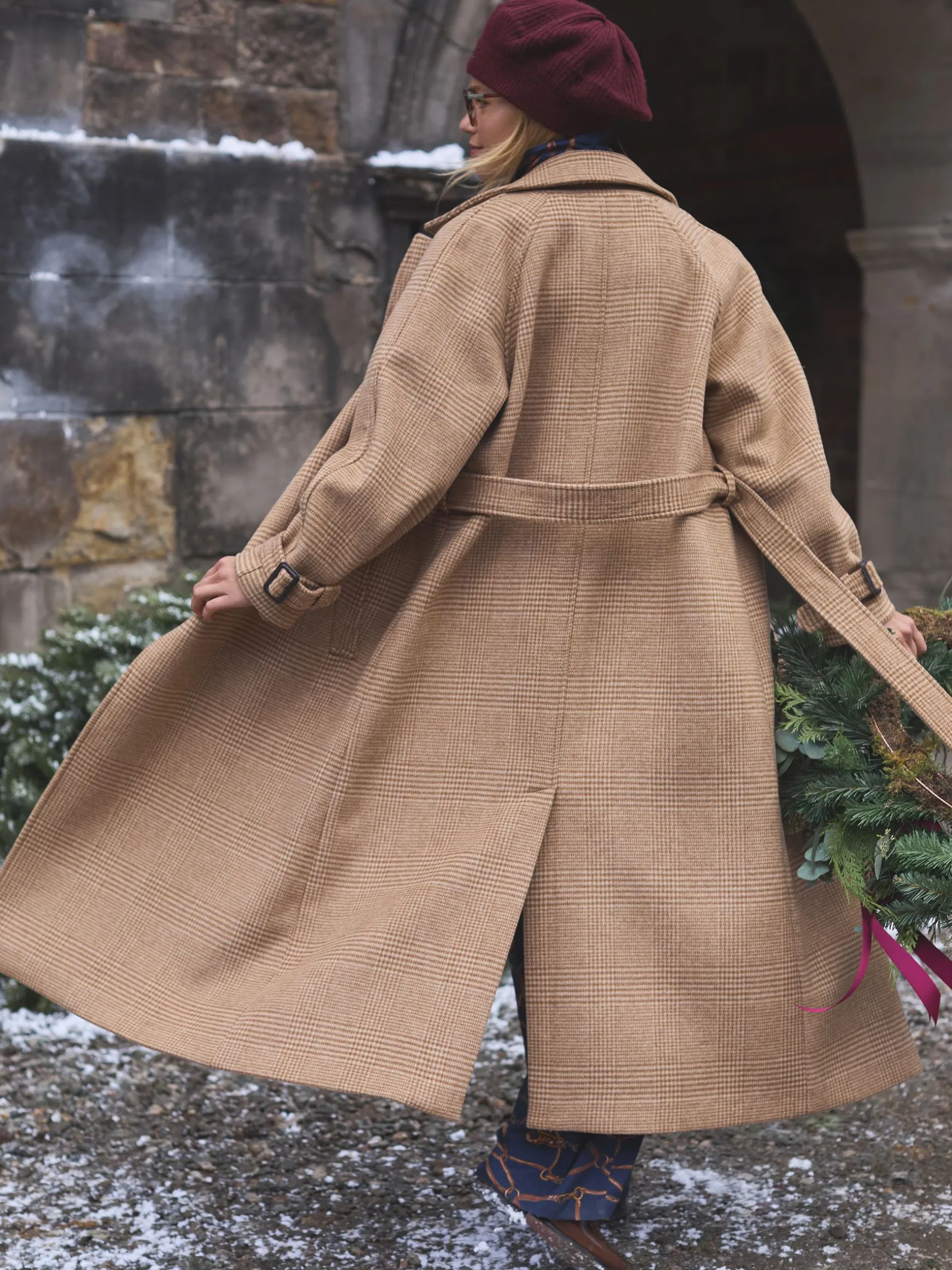 Amberley Tan Brown Longline Wool Blend Coat with Belt