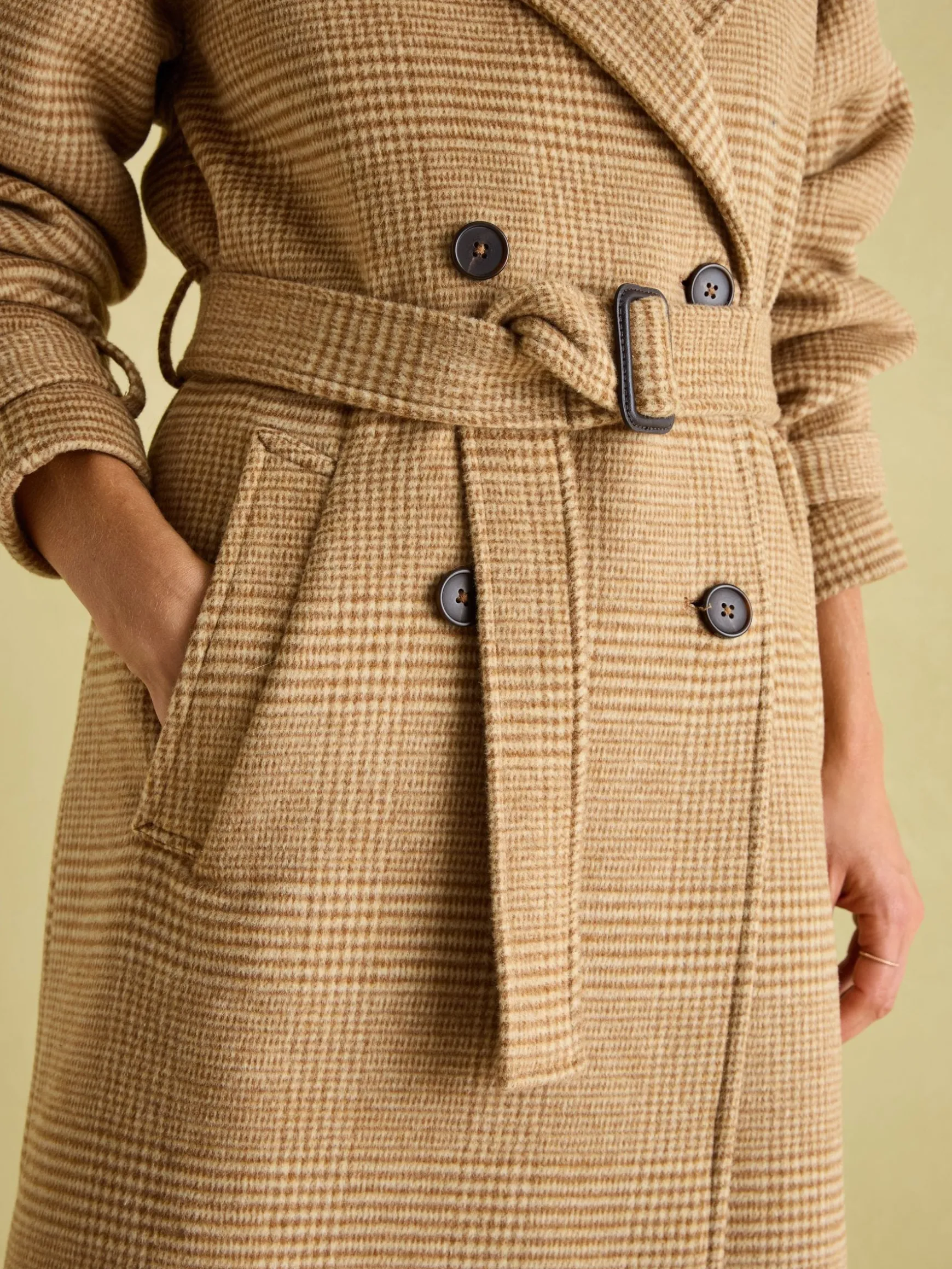Amberley Tan Brown Longline Wool Blend Coat with Belt