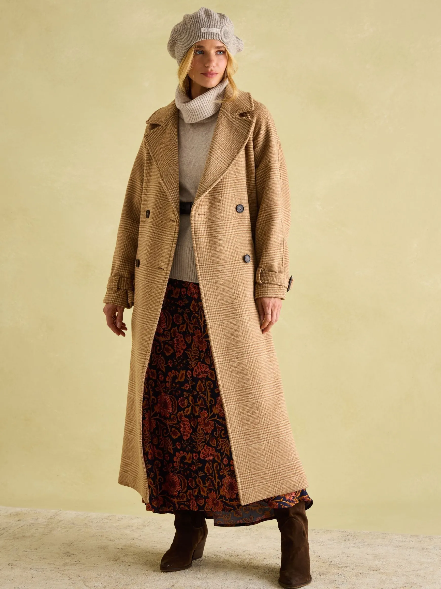 Amberley Tan Brown Longline Wool Blend Coat with Belt