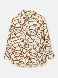 Amilla Cream Multi Satin Shirt