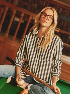 Amilla Navy & Cream Stripe Shirt