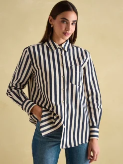 Amilla Navy & Cream Stripe Shirt