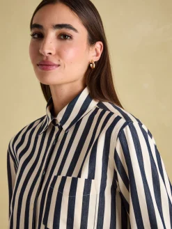 Amilla Navy & Cream Stripe Shirt