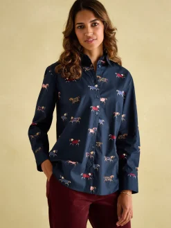 Amilla Navy Blue Cotton Shirt