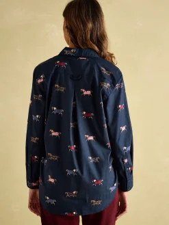 Amilla Navy Blue Cotton Shirt