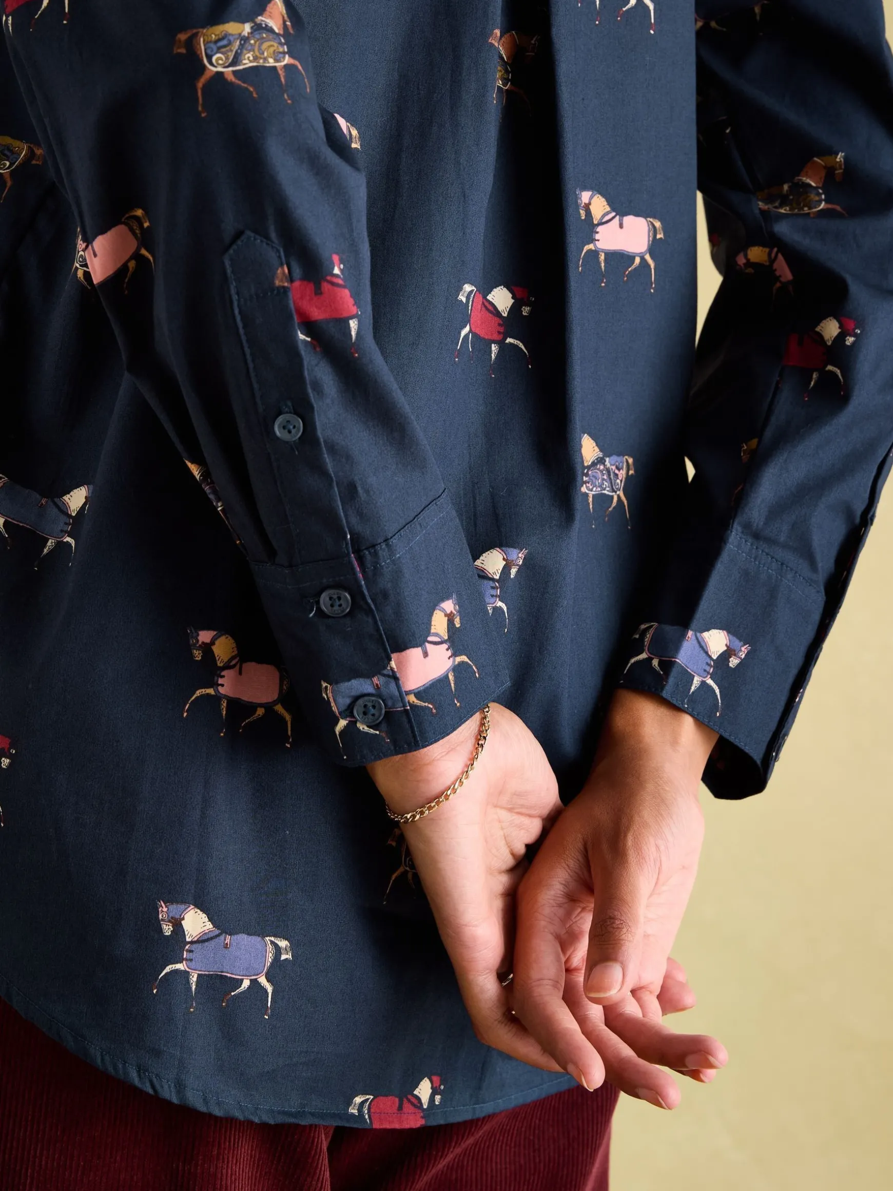 Amilla Navy Blue Cotton Shirt