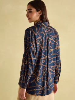 Amilla Navy Multi Satin Shirt
