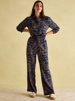 Amilla Navy Multi Satin Shirt