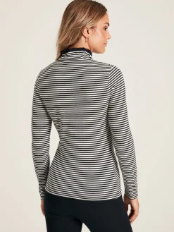 Amy Black/Cream Long Sleeve High Neck Jersey Top