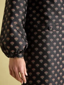 Annalise Black Jacquard A-Line Dress