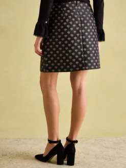 Annalise Black Jacquard A-Line Skirt