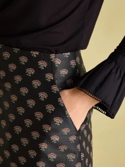 Annalise Black Jacquard A-Line Skirt