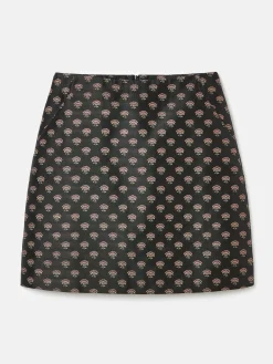 Annalise Black Jacquard A-Line Skirt