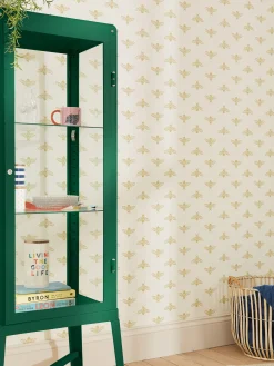 Antique Gold Block Print Bee 10M Wallpaper