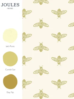 Antique Gold Block Print Bee 10M Wallpaper
