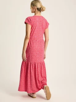 Ariana Pink Jersey Tiered Dress